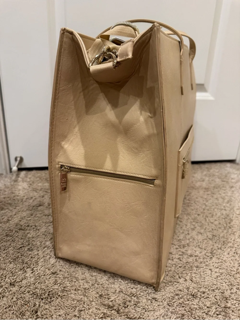 BEIS Beige The Large Work Tote with Top Handles & Long shoulder/crossbody strap